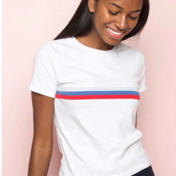 Brandy Melville Tops - Brandy Melville Jamie colored striped tee - white